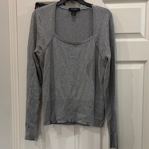 White House Black Market dark silver Scoop Neck Sweater